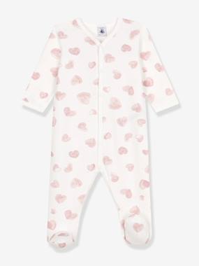 -Baby pyjamas in PETIT BATEAU heart print fleece