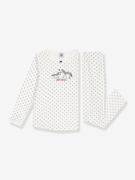 Girls' pyjamas in PETIT BATEAU polka dot print cotton white - vertbaudet enfant 