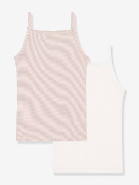 Lot de 2 débardeurs à fines bretelles en coton rose pâle - vertbaudet enfant 