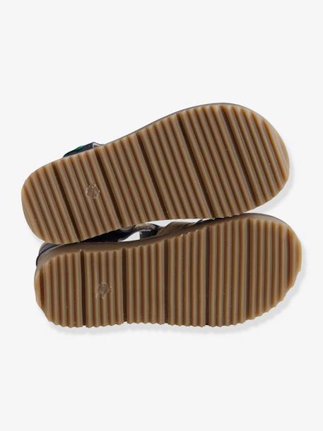 Touch Fastening Leather Sandals for Boys Beige+Black - vertbaudet enfant 