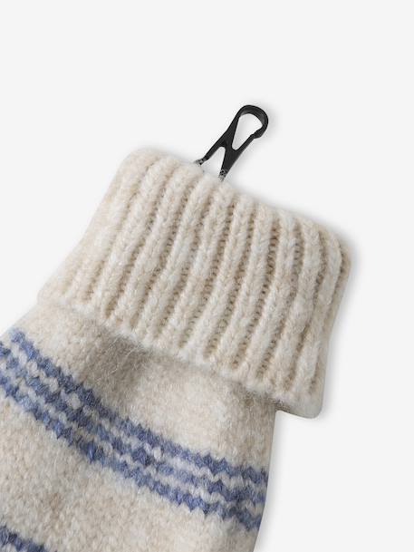 Ensemble rayé fille bonnet + snood + moufles/gants vanille - vertbaudet enfant 