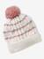 Girl's twisted knit set: beanie + snood + mittens/gloves ecru - vertbaudet enfant 