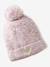 'Heart' Beanie + Snood + Gloves/Mittens Set for Girls navy blue+rosy - vertbaudet enfant 