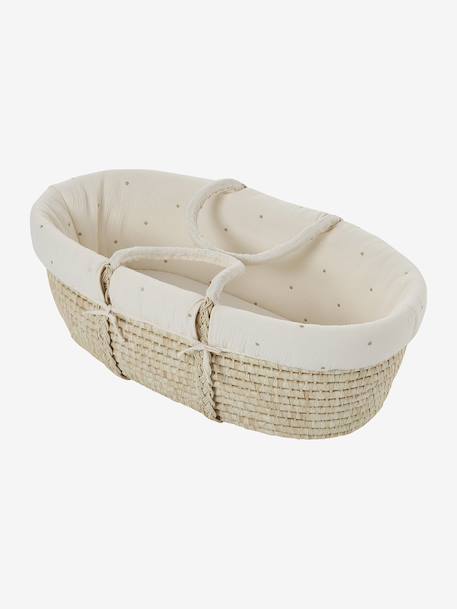 Moses Basket in Woven Natural Fibres for Babies, ENVIE DE FRAISE 0016+beige+sage green - vertbaudet enfant 