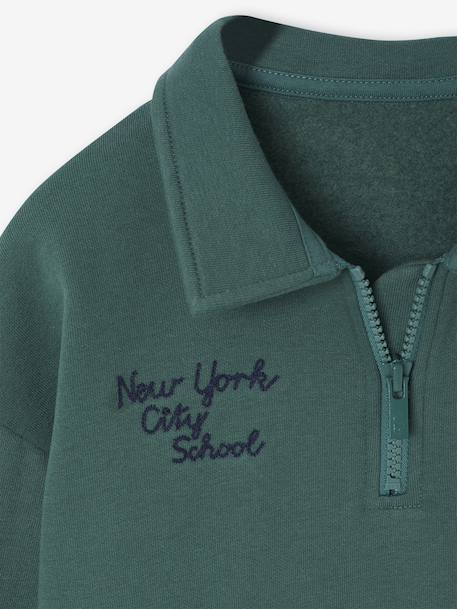 Embroidered Funnel-Neck Sweatshirt for Boys green - vertbaudet enfant 