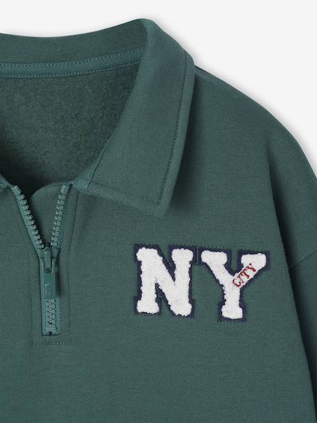 Embroidered Funnel-Neck Sweatshirt for Boys green - vertbaudet enfant 