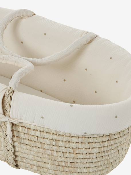 Moses Basket in Woven Natural Fibres for Babies, ENVIE DE FRAISE 0016+beige+sage green - vertbaudet enfant 