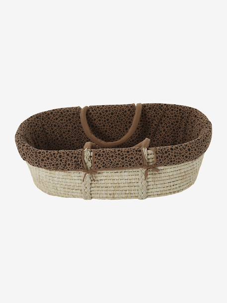Moses Basket in Woven Natural Fibres for Babies, ENVIE DE FRAISE 0016+beige+sage green - vertbaudet enfant 