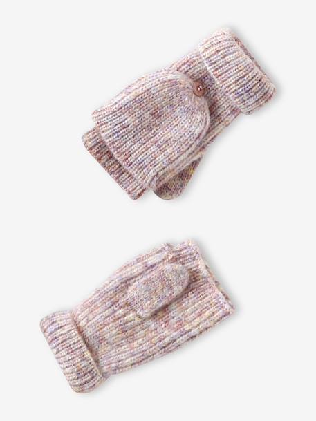 'Heart' Beanie + Snood + Gloves/Mittens Set for Girls navy blue+rosy - vertbaudet enfant 