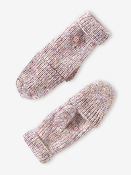'Heart' Beanie + Snood + Gloves/Mittens Set for Girls navy blue+rosy - vertbaudet enfant 
