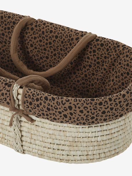 Moses Basket in Woven Natural Fibres for Babies, ENVIE DE FRAISE 0016+beige+sage green - vertbaudet enfant 