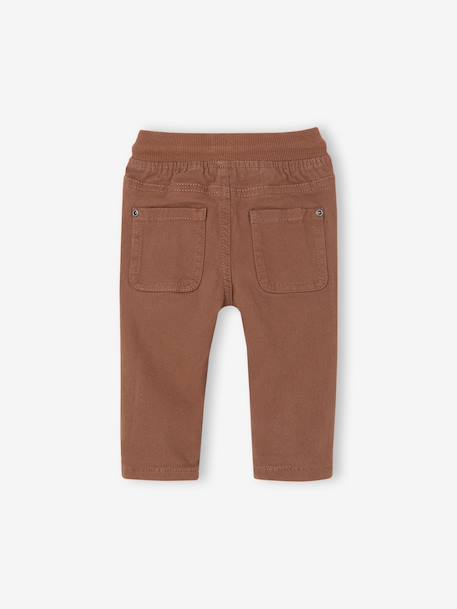Lined Twill Trousers for Baby Boys Dark Blue+GREEN MEDIUM SOLID+pecan nut - vertbaudet enfant 