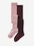 Pack of 2 Pairs of Cable Knit Tights for Girls mauve - vertbaudet enfant 