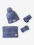 'Heart' Beanie + Snood + Gloves/Mittens Set for Girls navy blue+rosy - vertbaudet enfant 