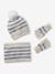 Striped Set: Beanie + Snood + Mittens/Gloves for Girls vanilla - vertbaudet enfant 