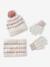 Girl's twisted knit set: beanie + snood + mittens/gloves ecru - vertbaudet enfant 