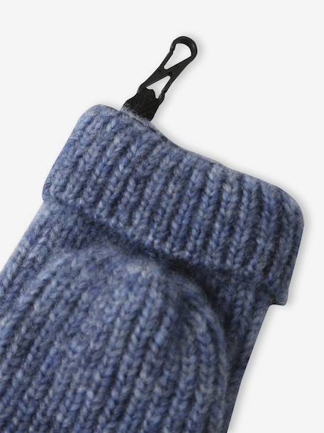 'Heart' Beanie + Snood + Gloves/Mittens Set for Girls navy blue+rosy - vertbaudet enfant 