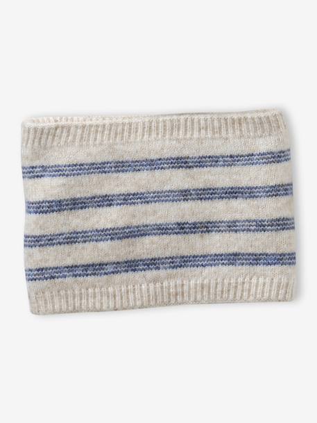Striped Set: Beanie + Snood + Mittens/Gloves for Girls vanilla - vertbaudet enfant 