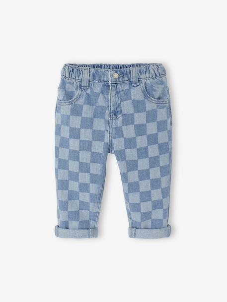 Baby jeans with a checks print stone - vertbaudet enfant 