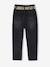 Paperbag Jeans + Floral Belt, for Girls black+BLUE DARK SOLID+BLUE DARK WASCHED+denim grey - vertbaudet enfant 