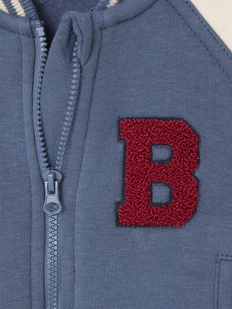 Teddy style fleece baby cardigan with bouclé badge grey blue - vertbaudet enfant 