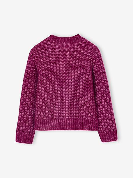 Loose-Fitting Soft Knit Cardigan for Girls marl grey+petrol blue+purple clover+rosy - vertbaudet enfant 