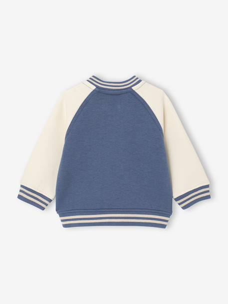 Gilet bébé style teddy en molleton avec badge bouclette bleu grisé - vertbaudet enfant 