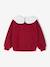 Sweat fille col claudine broderie anglaise écru+gris chiné+mauve+rose pâle+rouge - vertbaudet enfant 