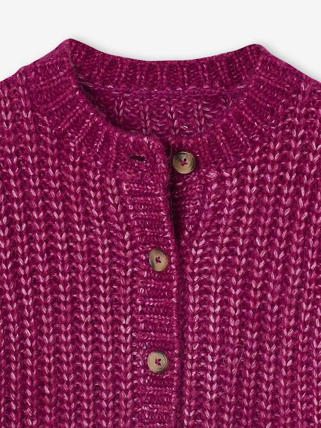 Loose-Fitting Soft Knit Cardigan for Girls marl grey+petrol blue+purple clover+rosy - vertbaudet enfant 