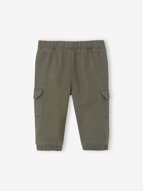 Twill Cargo Trousers for Babies olive - vertbaudet enfant 