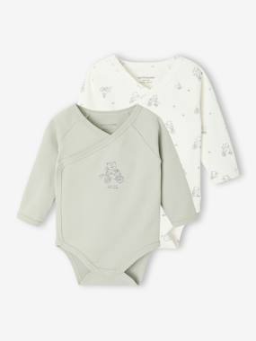 -Lot de 2 bodies bébé ouverture naissance manches longues