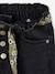 Paperbag Jeans + Floral Belt, for Girls black+BLUE DARK SOLID+BLUE DARK WASCHED+denim grey - vertbaudet enfant 