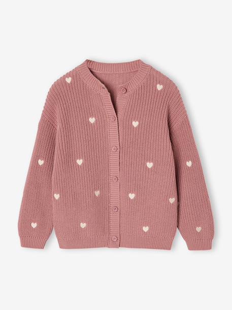 Gilet fille fantaisie en côte perlée blush+écru+vanille - vertbaudet enfant 