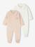 Pack of 2 Velour Sleepsuits for Newborns aqua green+beige+rose - vertbaudet enfant 