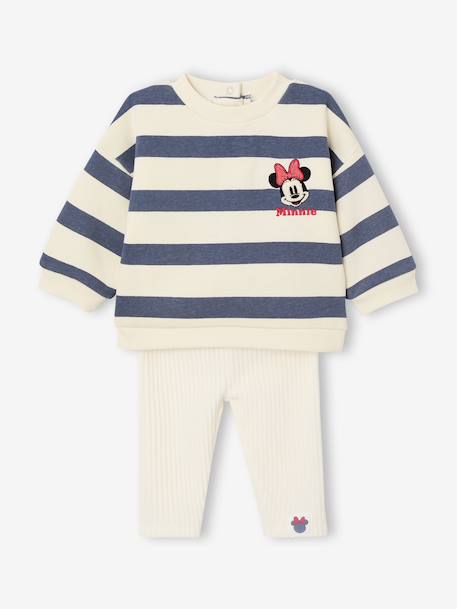 Sweatshirt + Leggings Set for Babies, Disney® MINNIE striped blue - vertbaudet enfant 