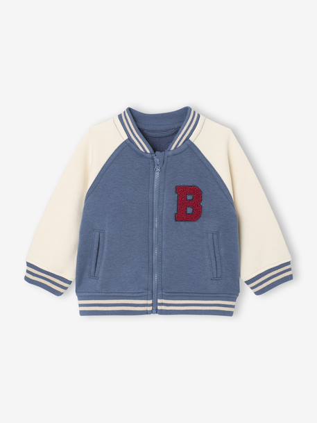 Gilet bébé style teddy en molleton avec badge bouclette bleu grisé - vertbaudet enfant 