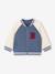 Teddy style fleece baby cardigan with bouclé badge grey blue - vertbaudet enfant 