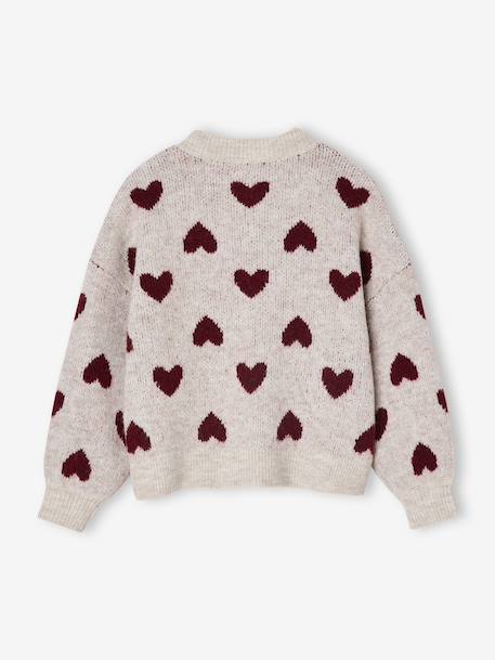 Gilet jacquard coeurs fille beige doré - vertbaudet enfant 
