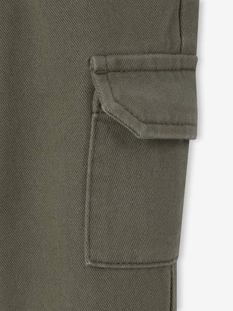 Twill Cargo Trousers for Babies olive - vertbaudet enfant 