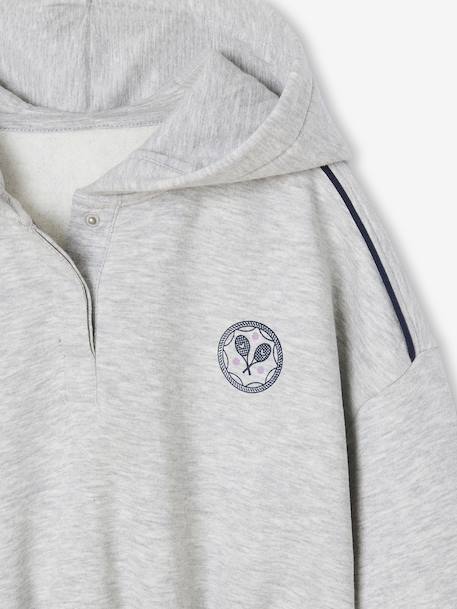 Cropped Sports Sweatshirt with Hood, for Girls marl grey - vertbaudet enfant 