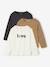Lot de 3 t-shirts fille fantaisie manches longues anthracite+bleu grisé+corail+indigo+rose - vertbaudet enfant 