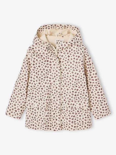 Printed hooded raincoat for girls grey green+multicoloured+navy blue+vanilla - vertbaudet enfant 