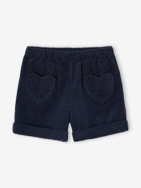 Fille-Short en velours poches coeur fille facile à enfiler