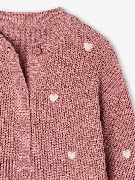 Gilet fille fantaisie en côte perlée blush+écru+vanille - vertbaudet enfant 