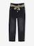 Paperbag Jeans + Floral Belt, for Girls black+BLUE DARK SOLID+BLUE DARK WASCHED+denim grey - vertbaudet enfant 