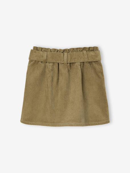 'Paperbag' Style Skirt in Corduroy for Girls golden beige+grey blue+olive+plum - vertbaudet enfant 