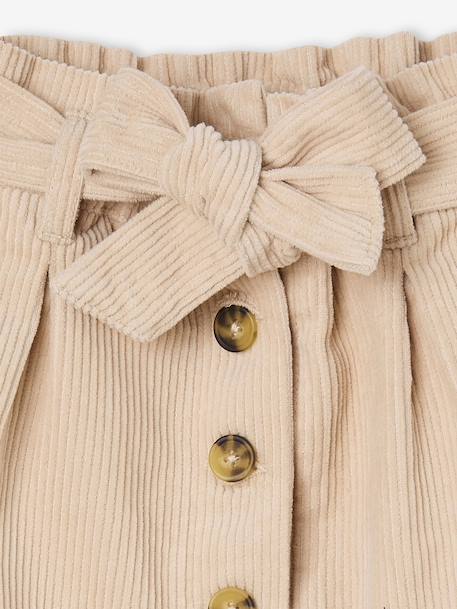 'Paperbag' Style Skirt in Corduroy for Girls golden beige+grey blue+olive+plum - vertbaudet enfant 
