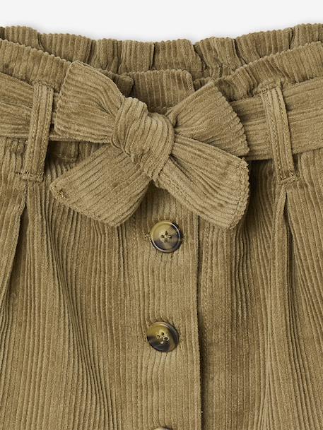 'Paperbag' Style Skirt in Corduroy for Girls golden beige+grey blue+olive+plum - vertbaudet enfant 