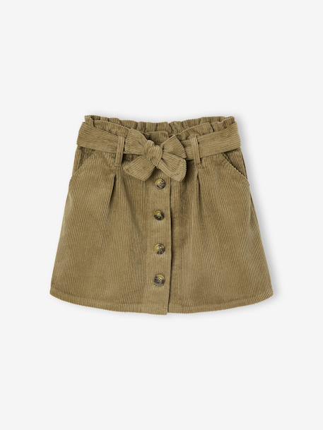 'Paperbag' Style Skirt in Corduroy for Girls golden beige+grey blue+olive+plum - vertbaudet enfant 