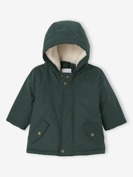 3-in-1 Parka with Removable Sherpa Jacket fir green - vertbaudet enfant 